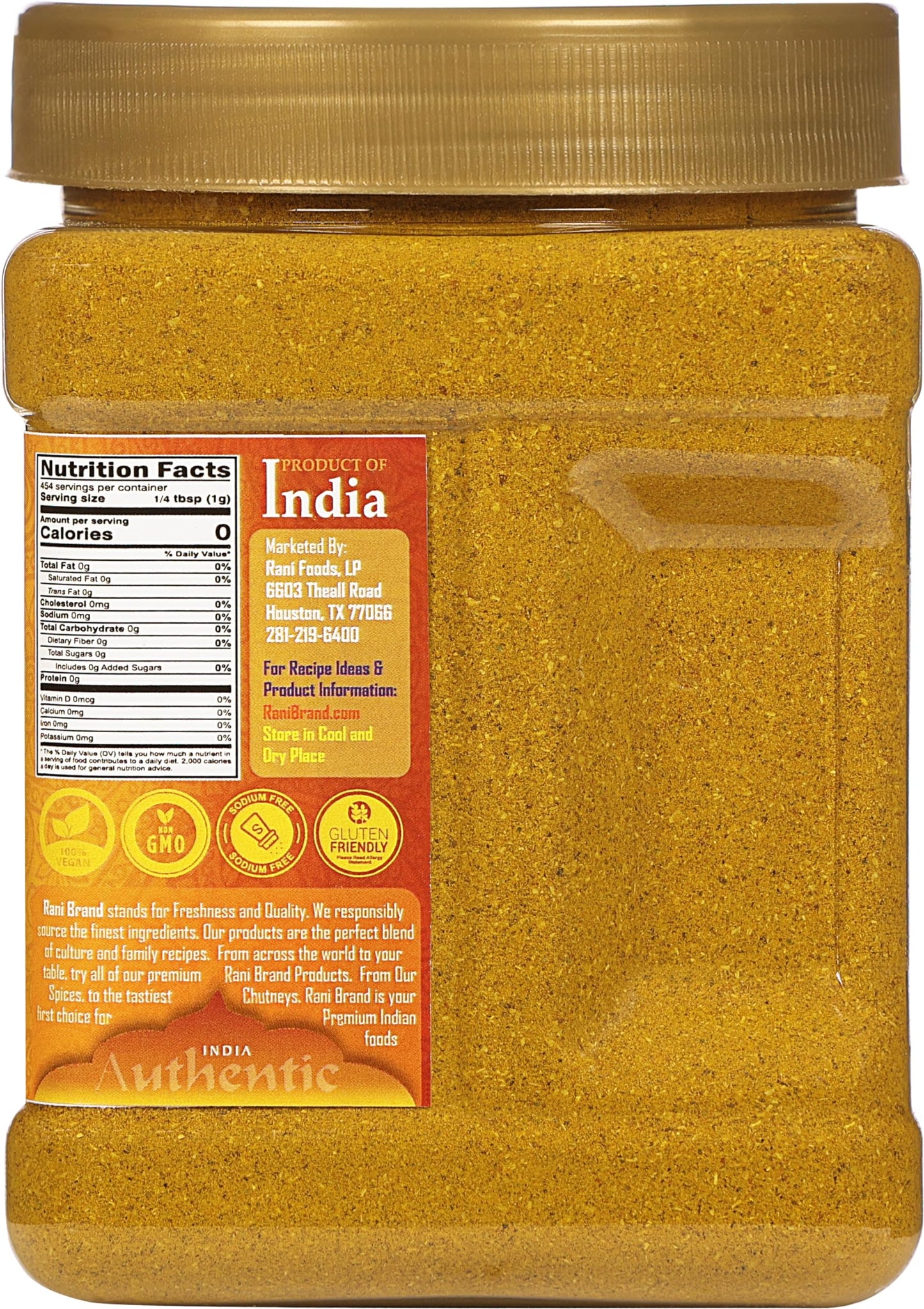 Rani Curry Powder Hot (11-Spice Authentic Indian Blend) 16oz (1lb) 454g PET Jar ~ All Natural | Salt-Free | Vegan | No Colors | Gluten Friendly | NON-GMO | Kosher | Indian Origin