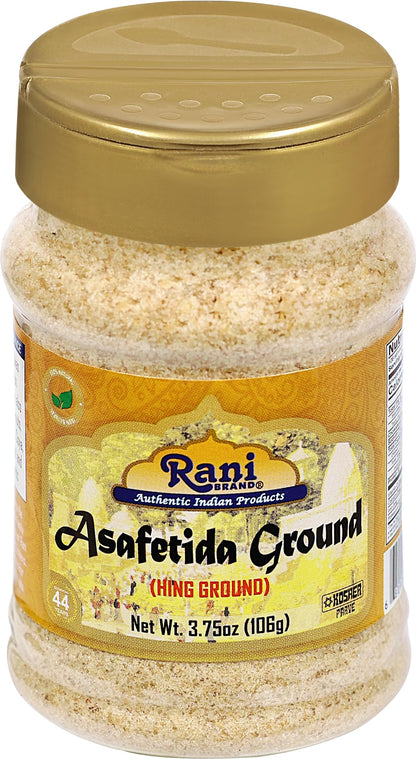 Rani Asafetida (Hing) Ground 3.75oz (106g) PET Jar ~ All Natural | Salt Free | Vegan | Non-GMO | Kosher | Asafoetida Indian Spice | Best for Onion Garlic Substitute