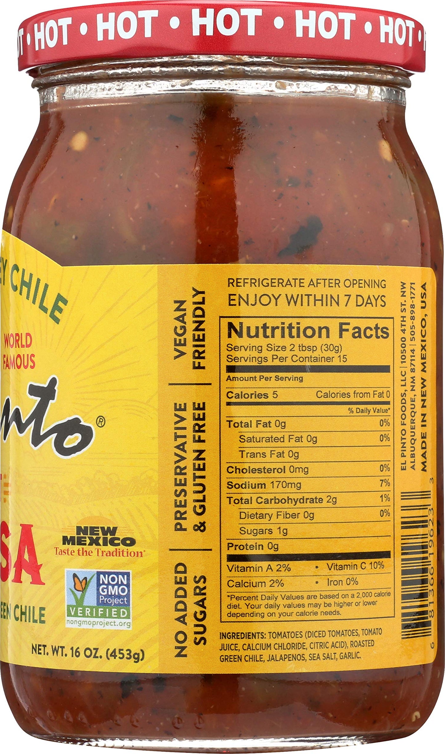 El Pinto Hot Salsa, 16 Ounce (Pack of 6)