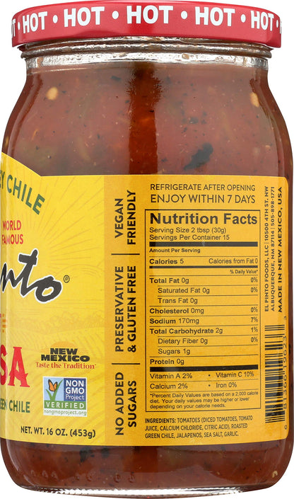 El Pinto Hot Salsa, 16 Ounce (Pack of 6)