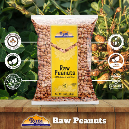 Rani Peanuts, Raw Whole With Skin (uncooked, unsalted) 14oz (400g) ~ All Natural | Vegan | Kosher | Gluten Friendly | Fresh Product of USA ~ Spanish Grade Groundnut/Red-skin