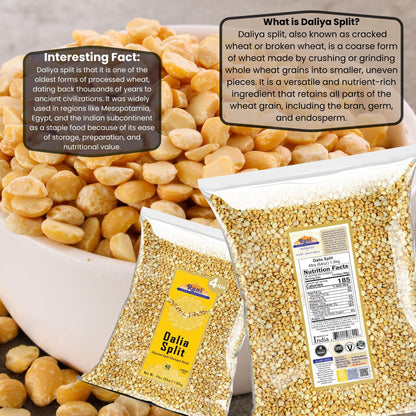 Rani Daliya Split (Roasted Split Chickpeas Dalia) 4lbs (64oz) ~ All Natural | Vegan | Indian Origin