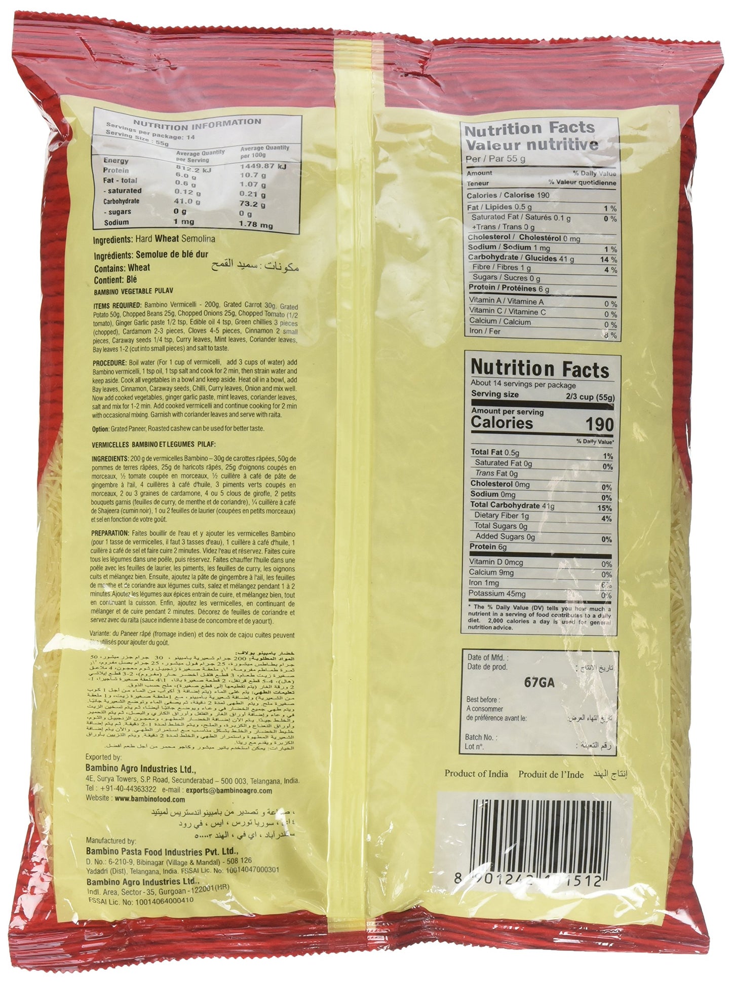 Bambino, Vermicelli, 800g(gm)
