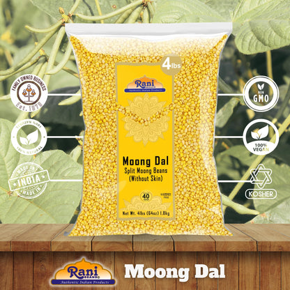 Rani Moong Dal (Split Mung Beans Without Skin) Lentils Indian 64oz (4lbs) 1.81kg Bulk ~ All Natural | Gluten Friendly | Non-GMO | Kosher | Vegan | Indian Origin