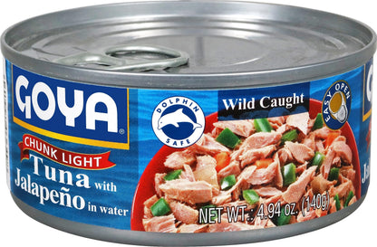 Goya Foods Chunk Light Tuna with Jalapeño, Wild Caught, 4.94 Ounce (Pack of 24)