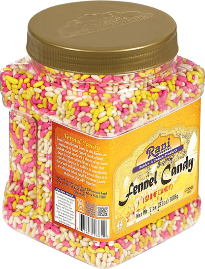 Rani Sugar Coated Fennel Candy 2lbs (32oz) 908g Bulk, PET Jar ~ Indian After Meal Digestive Treat | Vegan | Gluten Friendly | NON-GMO | Indian Origin
