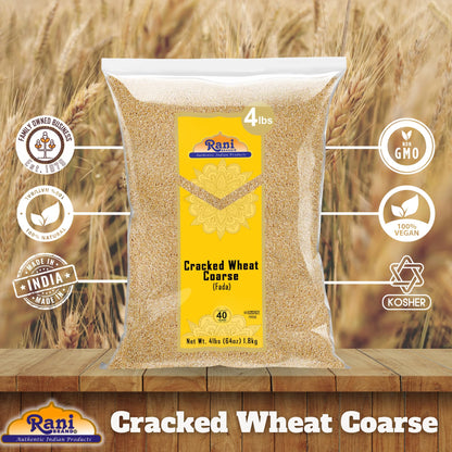 Rani Cracked Wheat Coarse (Fada/Bulgur Wheat#3) 64oz (4lbs) 1.81kg Bulk ~ All Natural | Vegan | Gluten Friendly | NON-GMO | Kosher | Indian Origin