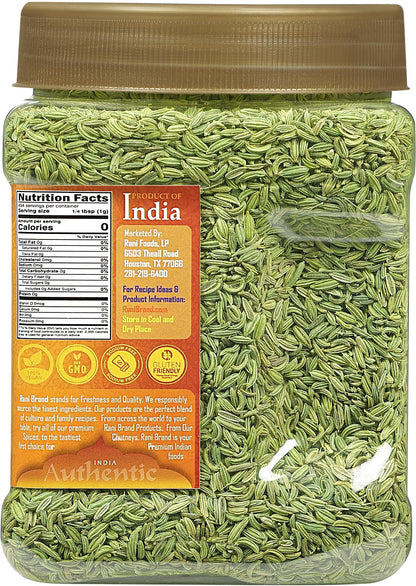 Rani Fennel Seeds (Saunf Sabut) Whole Spice 16oz (1lb) 454g PET Jar ~ All Natural | Gluten Friendly | NON-GMO | Kosher | Vegan | Indian Origin