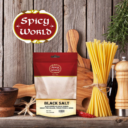 Spicy World Black Salt Powder (Kala Namak Mineral) 7 Oz - Vegan, Pure, Unrefined, Non-GMO & Natural - Perfect for Tofu Scramble, Egg Taste
