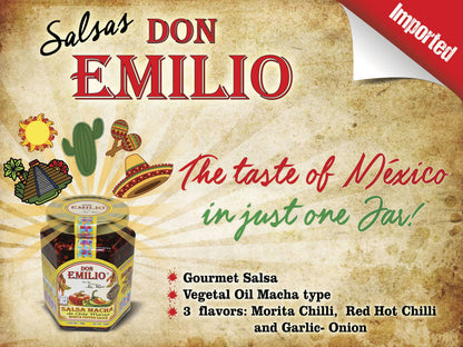 3 pack Salsas "Machas" Don Emilio 9 oz (Garlic & Onion), MILD, made in México
