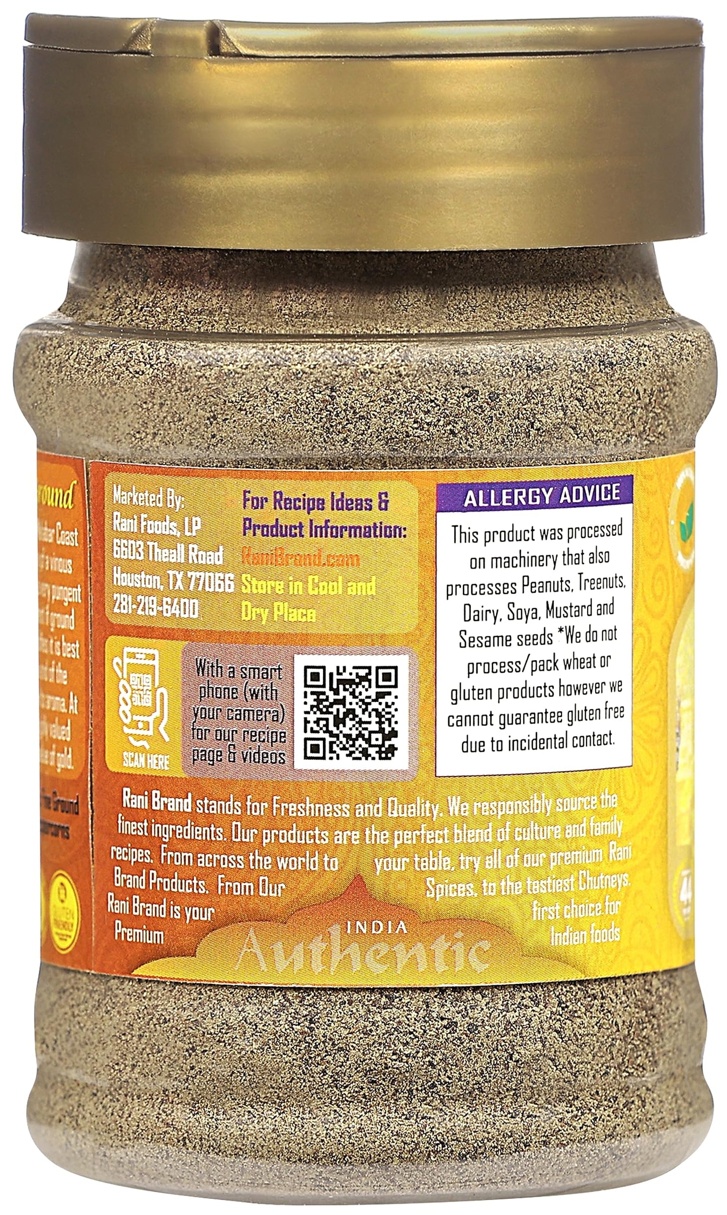 Rani Black Pepper Fine Powder 80 Mesh 3oz (85g) PET Jar ~ All Natural | Vegan | Gluten Friendly | NON-GMO | Kosher | Product of Vietnam