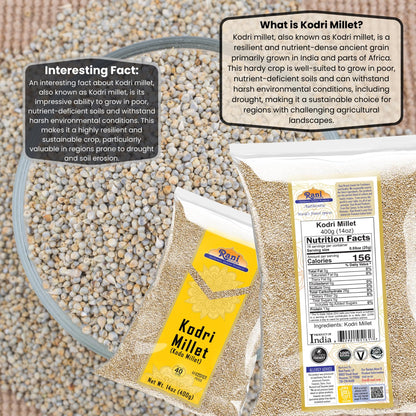Rani Kodri (Polished Kodo Millet Seeds) Ancient Grains 400g (14oz) ~ All Natural | Gluten Friendly | NON-GMO | Kosher | Vegan | Indian Origin (Varagu/Kodra/Harka)