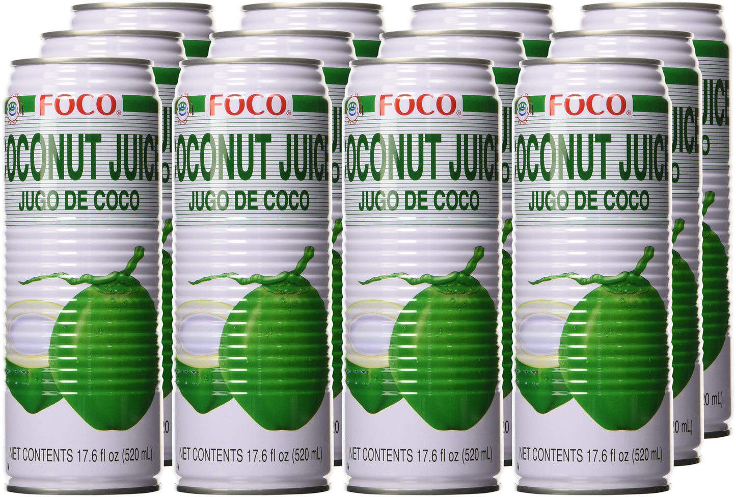 Foco Coconut Juice, 17.6 Fl Oz, Pack of 12