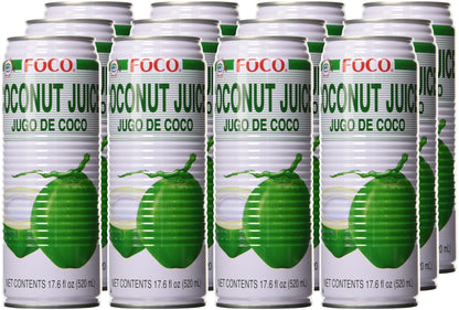 Foco Coconut Juice, 17.6 Fl Oz, Pack of 12