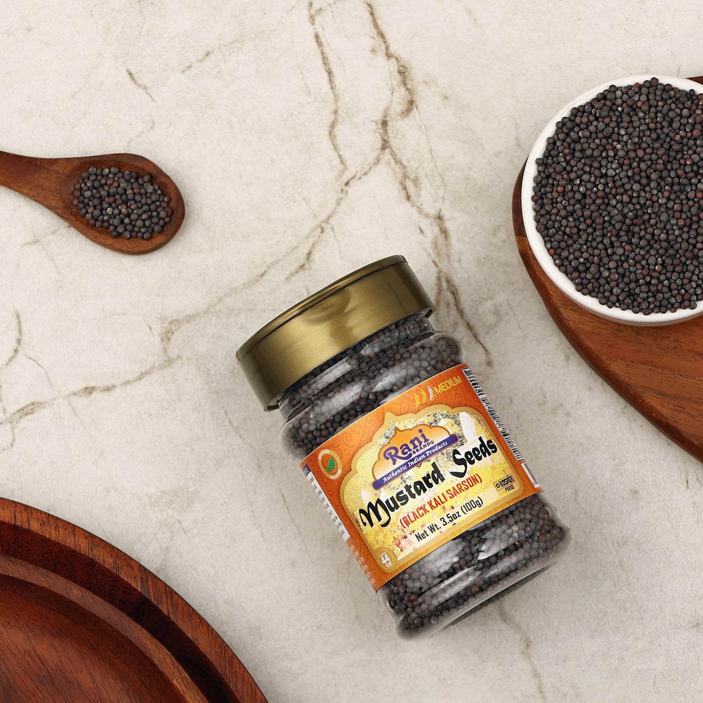 Rani Black Mustard Seeds Whole Spice (Kali Rai) 3.5oz (100g) PET Jar ~ All Natural | Gluten Friendly | NON-GMO | Kosher | Vegan | Indian Origin