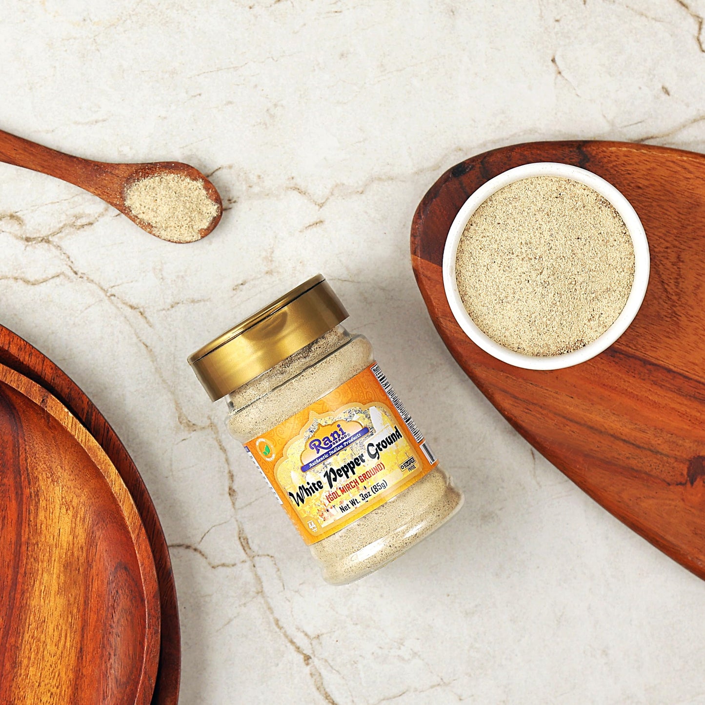 Rani White Pepper (GOL Mirch), Ground Spice 3oz (85g) PET Jar ~ All Natural | Vegan | Gluten Friendly | Non-GMO | Kosher | Indian Origin