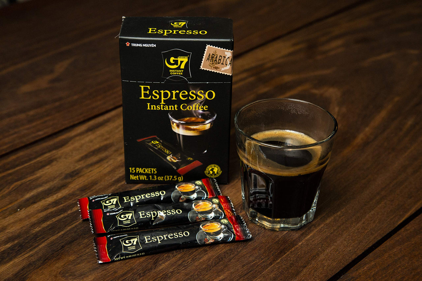 Trung Nguyen — G7 Instant Coffee — Espresso — Strong and Bold — Instant Vietnamese Coffee (15 Packets/Box)