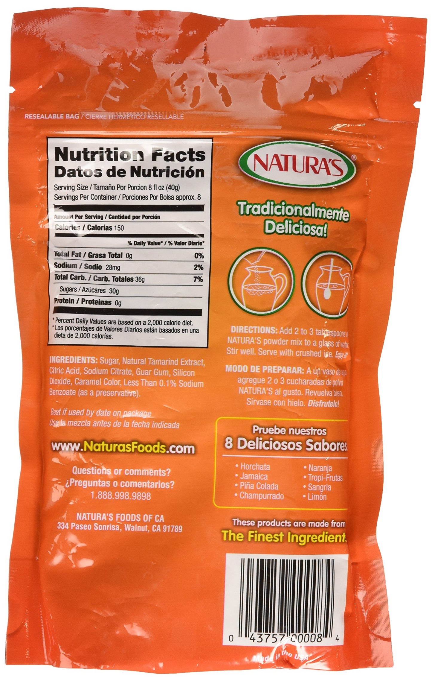 NATURA'S Tamarindo Instant Drink Mix, 1 Count, 1 Packet, 150 Calories per Serving