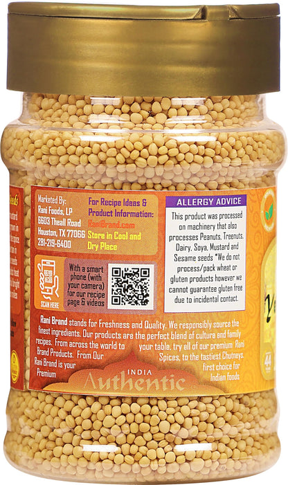 Rani Yellow Mustard Seeds Whole Spice 3.5oz (100g) Jar ~ Ideal for Pickling, Dressing and Making Ground Mustard for Cooking, All Natural | Vegan | Gluten Friendly | NON-GMO | Kosher | Indian Origin