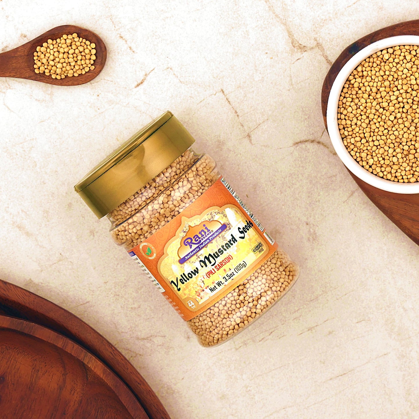 Rani Yellow Mustard Seeds Whole Spice 3.5oz (100g) Jar ~ Ideal for Pickling, Dressing and Making Ground Mustard for Cooking, All Natural | Vegan | Gluten Friendly | NON-GMO | Kosher | Indian Origin