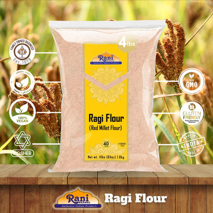 Rani Ragi (Finger Millet) Flour 64oz (4lbs) 1.81kg Bulk ~ All Natural | Vegan | Gluten Friendly | NON-GMO | Kosher | Indian Origin