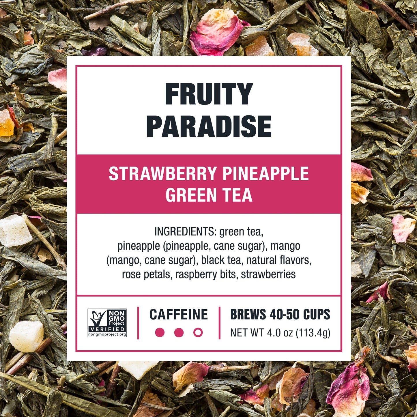 Tiesta Tea - Fruity Paradise, Loose Leaf, Strawberry Pineapple Green Tea, Premium Blend, Medium Caffeinated Green, Make Hot or Iced & Brews Up to 50 Cups, 4oz Refillable Tin
