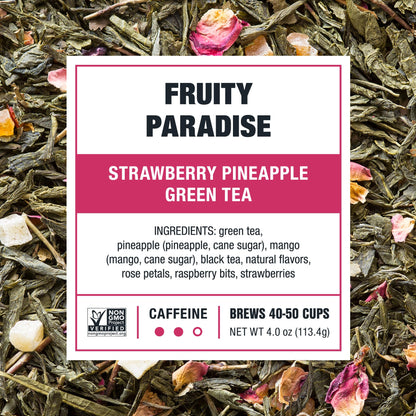 Tiesta Tea - Fruity Paradise, Loose Leaf, Strawberry Pineapple Green Tea, Premium Blend, Medium Caffeinated Green, Make Hot or Iced & Brews Up to 50 Cups, 4oz Refillable Tin