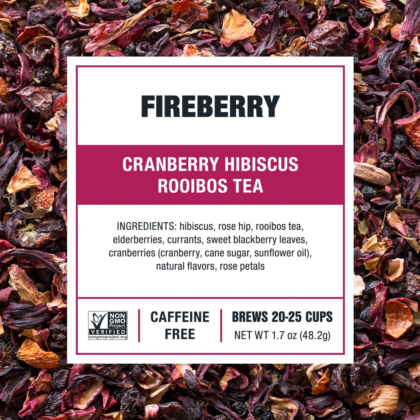 Tiesta Tea - Cranberry Hibiscus Rooibos Tea, Fireberry, Loose Leaf, Herbal Blend with Hibiscus, Cranberry, Currants & Rooibos, Enjoy Hot or Iced, 1.7oz Resealable Pouch, 25 Cups