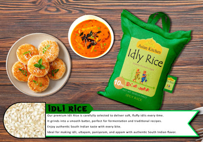 Asian Kitchen Idly (Idli) Rice 10-Pound Bag, 10lbs (4.54kg) Short Grain Rice ~ All Natural | Gluten Friendly | Vegan | Indian Origin | Export Quality