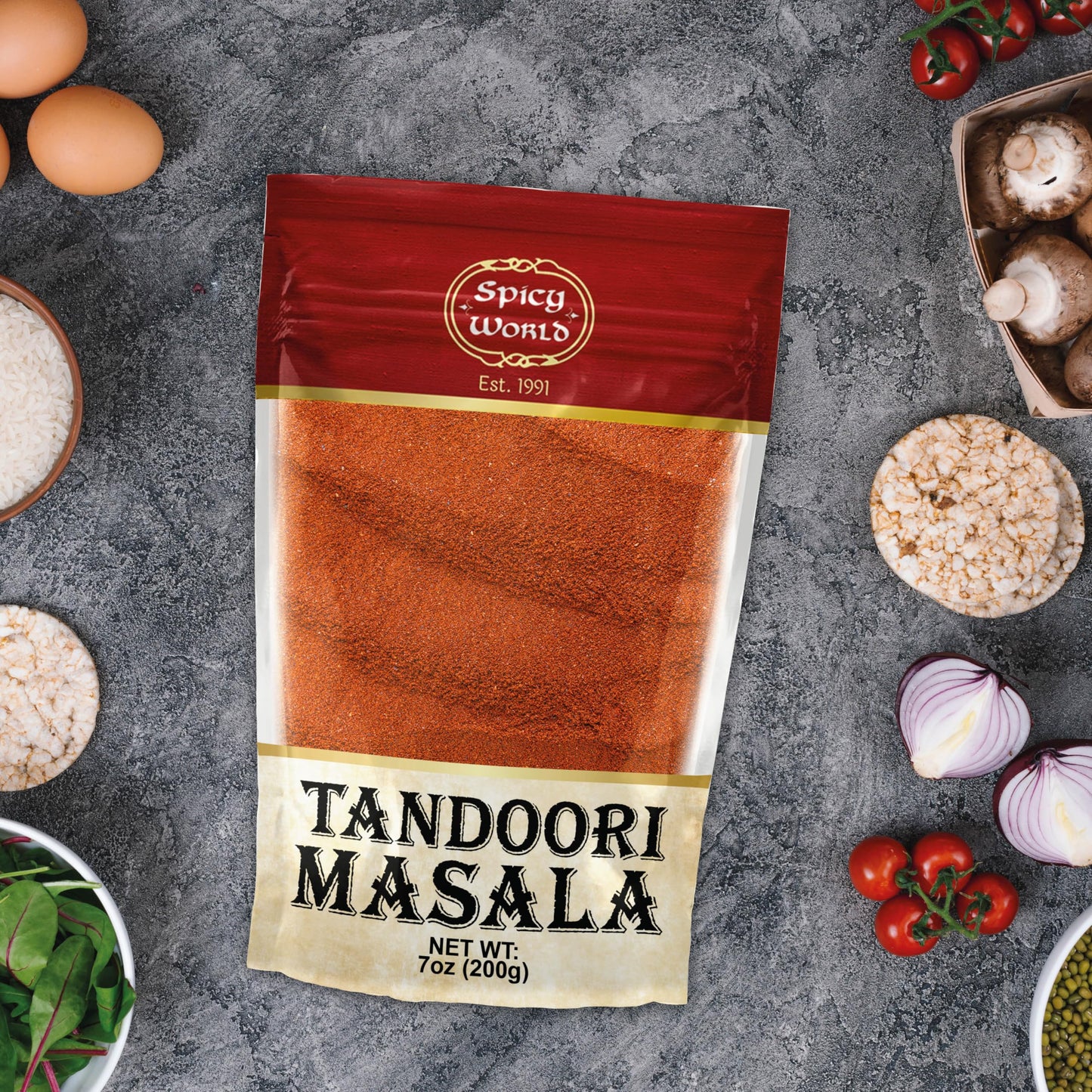 Spicy World Tandoori Masala Spice Mix Seasoning 7 Oz - 18 spice blend - Premium Quality Tandori Masala, Marinade & Grill Spice Blend