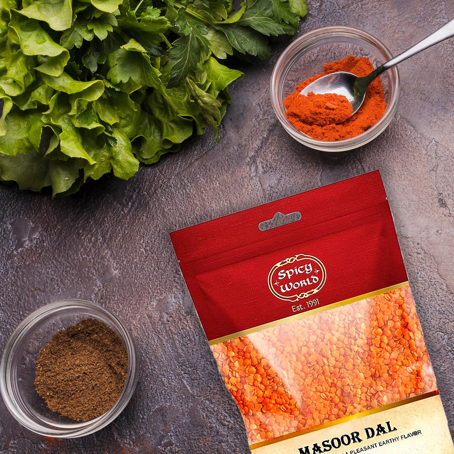 Masoor Dal 4 Pound Bag - Split Red Lentils Dry - All Natural, Pure, Vegan - Resealable Bag by Spicy World