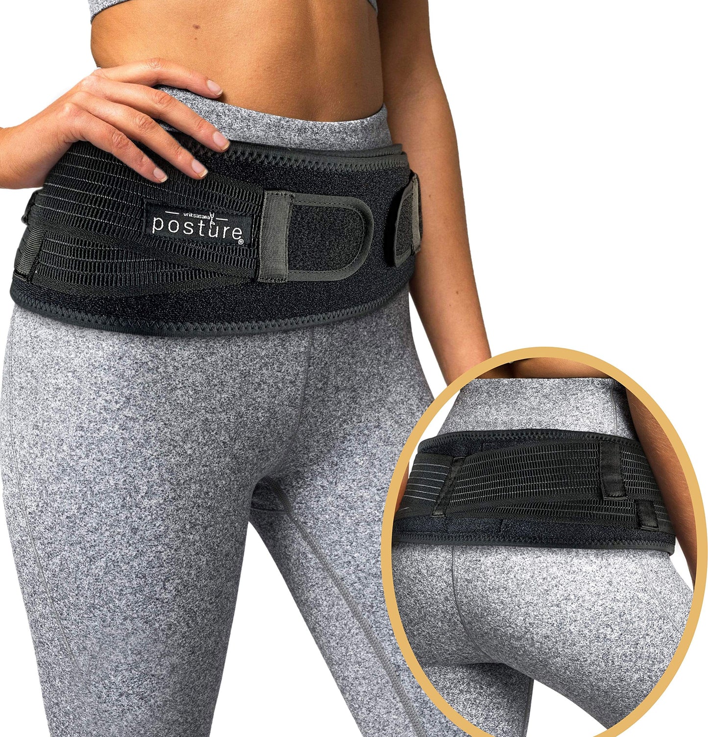 Sacroiliac Hip Belt for Women and Men That Alleviates Sciatic, Pelvic, Lower Back, Leg and Sacral Nerve Pain Caused by Si Joint Dysfunction| Trochanter Brace (Regular, Black)