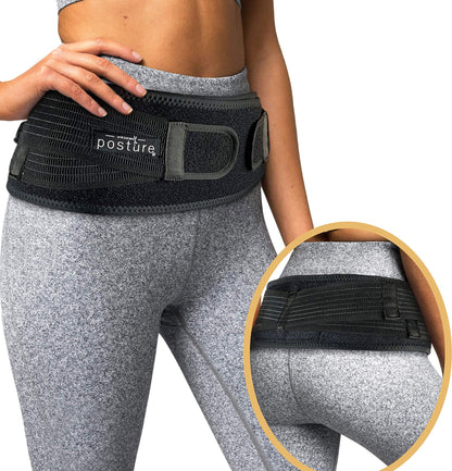 Sacroiliac Hip Belt for Women and Men That Alleviates Sciatic, Pelvic, Lower Back, Leg and Sacral Nerve Pain Caused by Si Joint Dysfunction| Trochanter Brace (Regular, Black)
