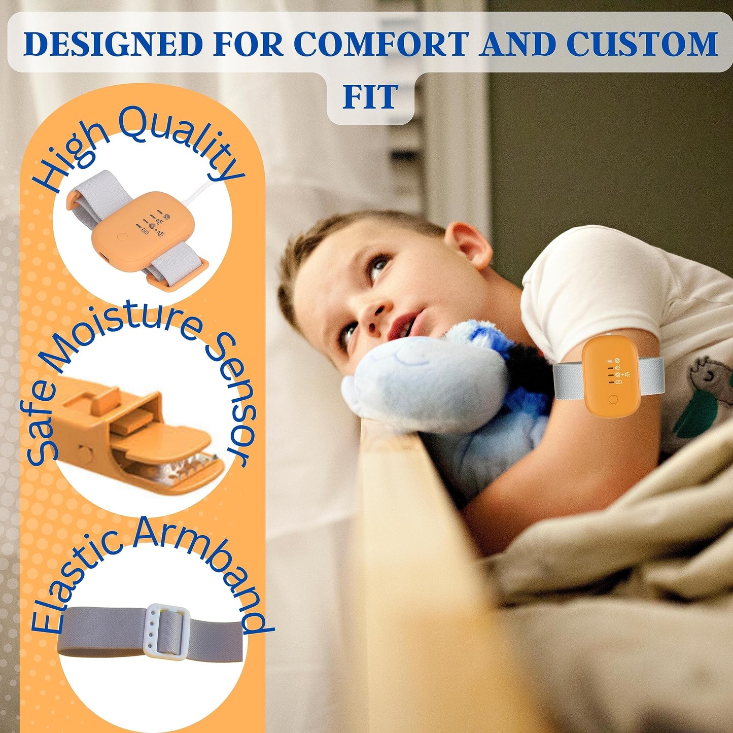 Bedwetting Alarm Rechargable for Boys and Girls Potty Training Older Children Pee Alarm Potty Timer Bedwetting Monitor Sensor Deep Sleepers Turn Move During Sleep Loud Sound Three Modes