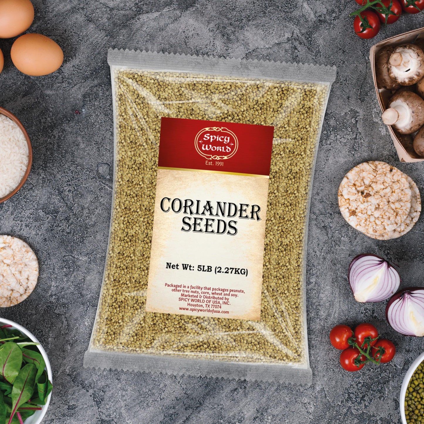 Spicy World Coriander Seeds 5 Pounds Bulk - Pure Indian Spice