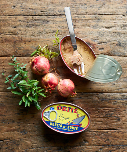 Ortiz White Tuna in Olive Oil, Fresh Tender Slices, Spanish Wild Caught Tuna, High in Protein and Omega 3 Fats, Excellent in Salad, Pasta or Sandwiches - No Need to Add Mayo, 3.95oz Can (Pack of 12)