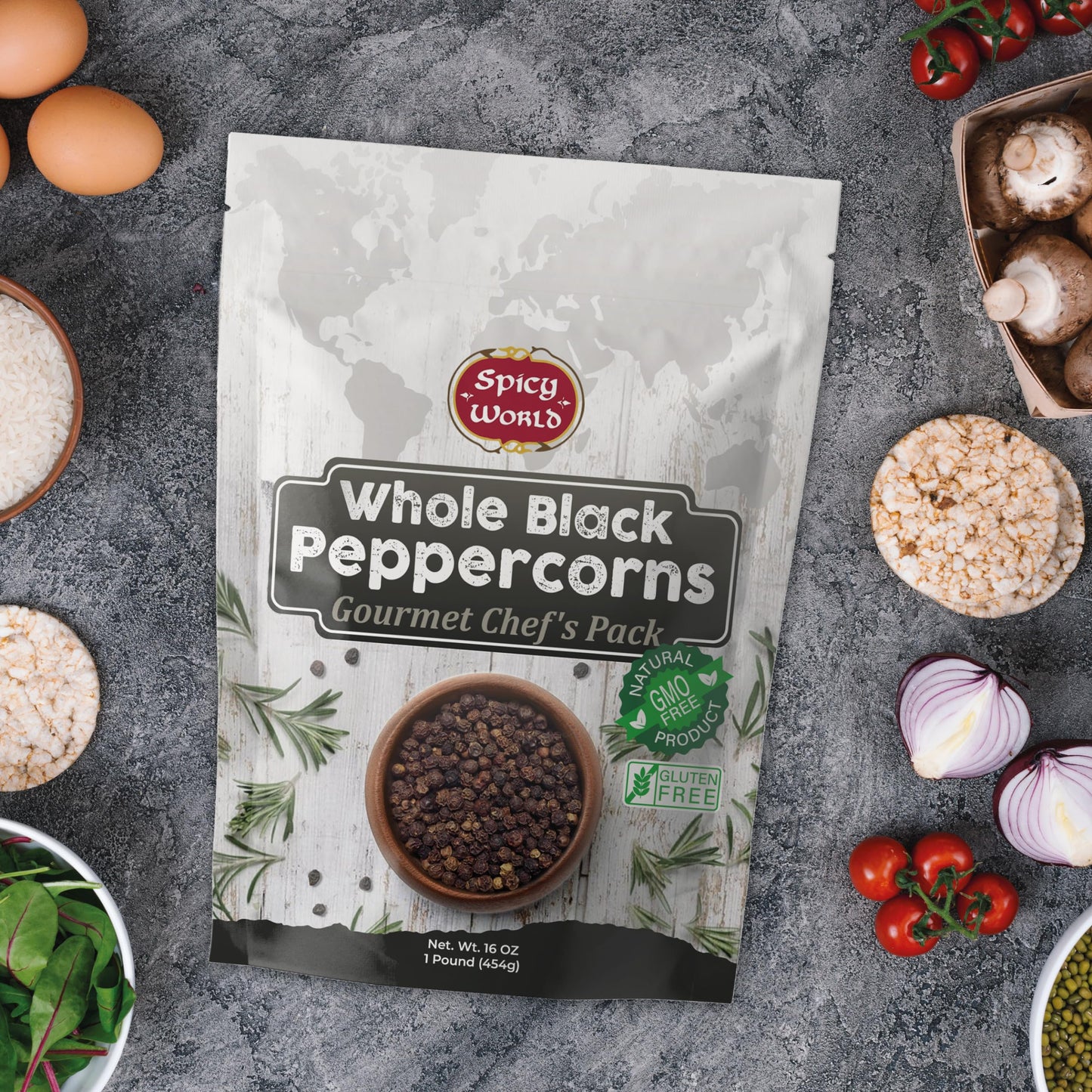 Spicy World Black Peppercorns Whole 16 Ounce - As Seen On Tik Tok - Non-GMO, Steam Sterilized Whole Peppercorns for Grinder Refill